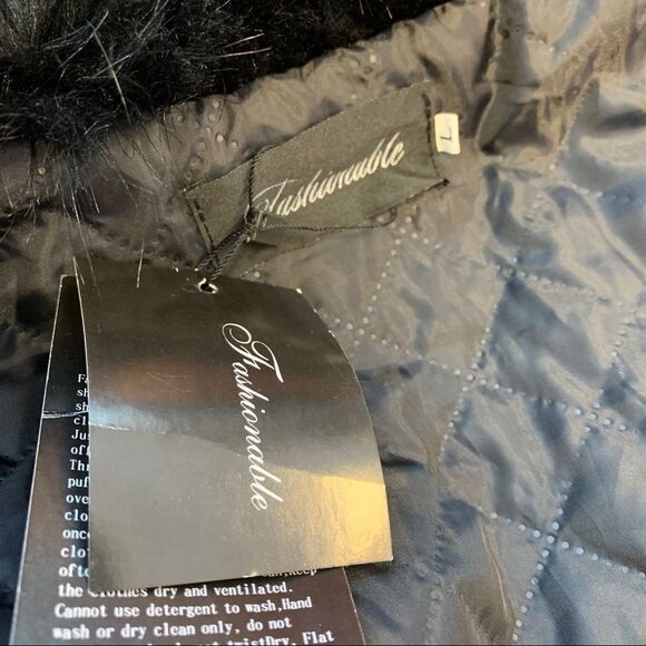 NWT Black fashionable faux fur winter warm teddy coat Sz L - Picture 6 of 13